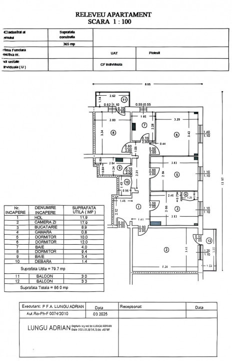 Apartament 4 camera, CF 1 dec, et. 4/4, Zona Malu Rosu