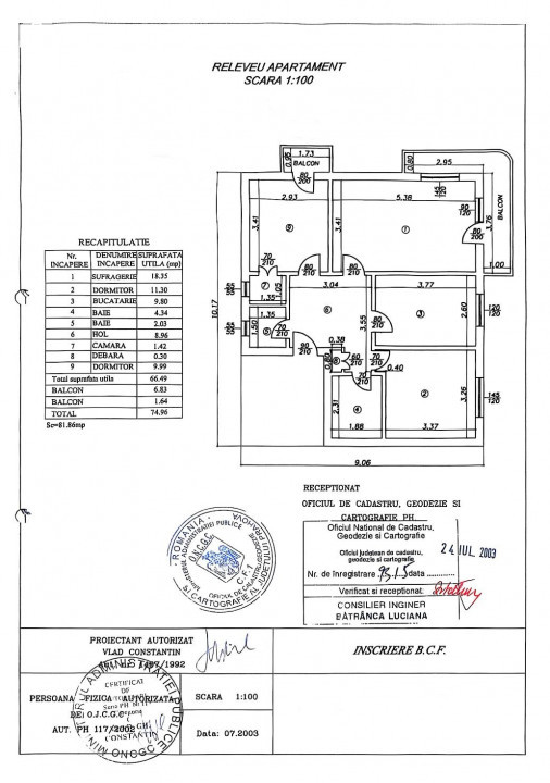 Apartament 3 cam, 2 gr sanitare, et 4/4, Ultracentral