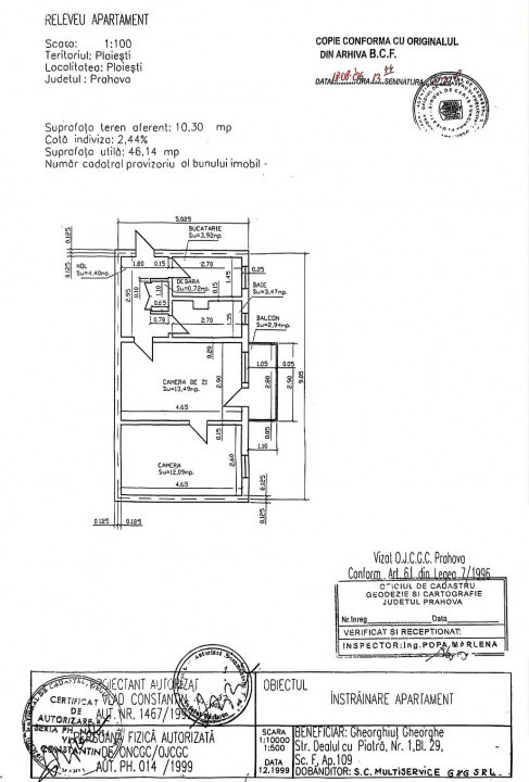 Apartament 2 cam, cf 2, et 2/4, Zona Malu Rosu