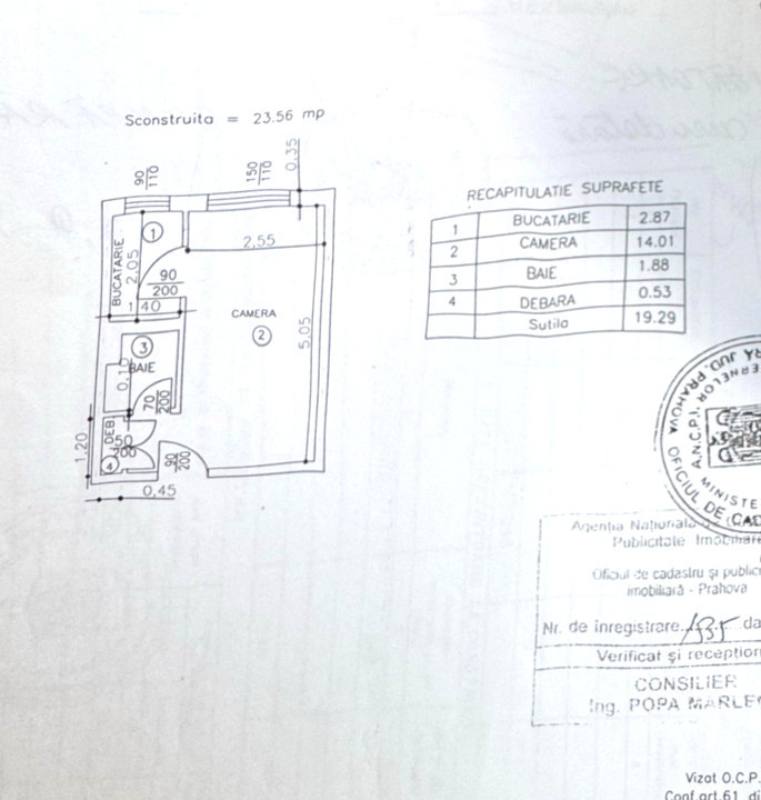 Garsonieră confort 2, etaj 3/4,  Vest