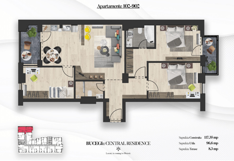 Vânzare apartament 4 camere | Bucegi 12 Central Residence – bloc nou, 