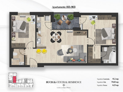 Vânzare apartament 3 camere | Bucegi 12 Central Residence – bloc nou, 