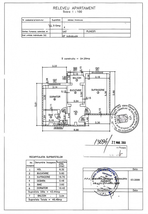 Apartament 2 cam, cf 1 decomandat, etaj 3/4, Carol Davila