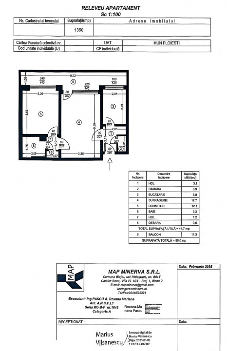 Apartament 2 camere,  cf 1, etaj 6/9, zona Sud