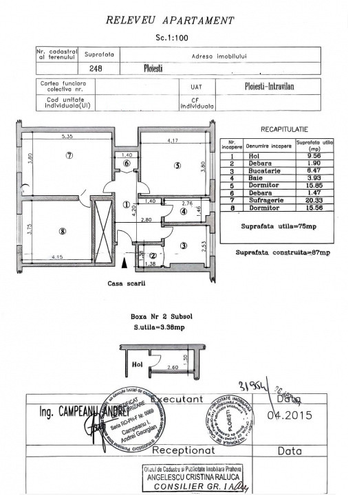 Apartament 3 camere, cf 1A, semidec, parter/5, Ultracentral