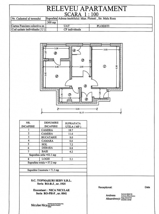 Ap 2 cam, cf 1A dec, etaj 2/4, Malu Rosu
