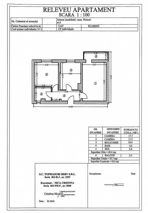Apartament 2 camere, etaj 6/8, Malu Rosu