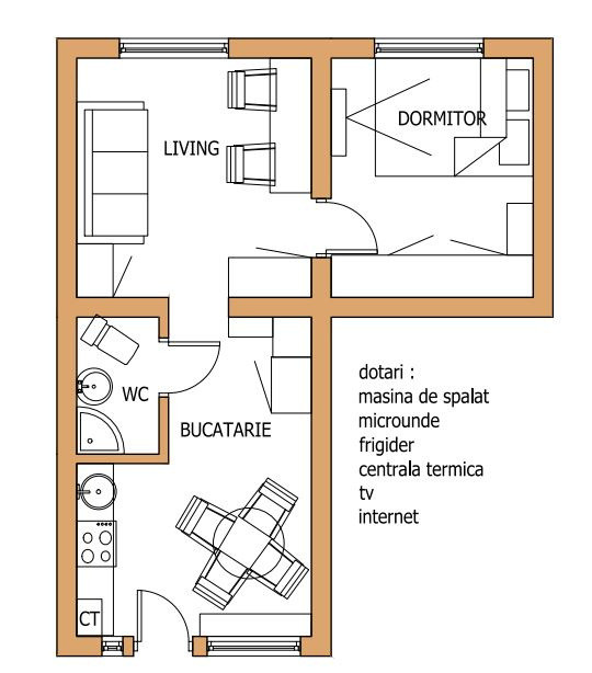 Apartament 2 camere de închiriat – Zona Bulevardului | Etaj 1 | Complet mobilat