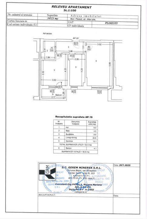 Apartament 2 camere | MRS Grădinile | Etaj 1/8 | 56,60 mp | Liber