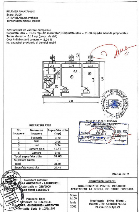 Apartament 2 camere – Etaj 2/4 | Confort 3 | Nord- Cameliei